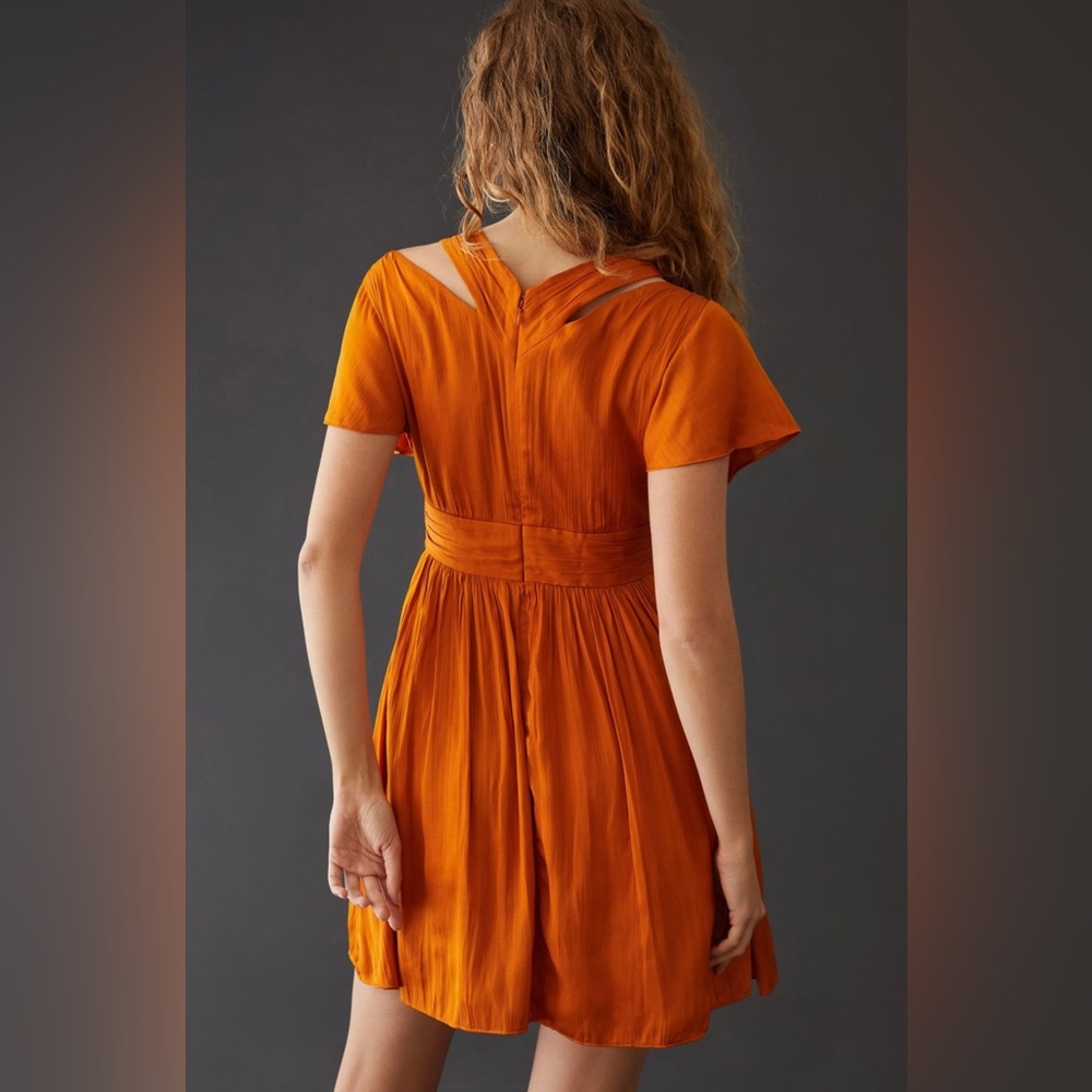 Anthropologie Deep V-Neck Vibrant Mini Dress - Picture 3 of 16
